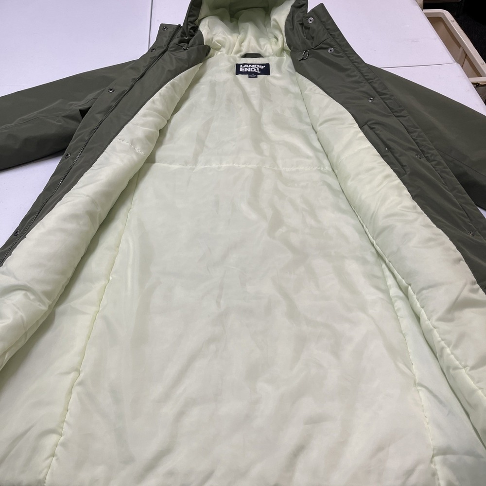 Lands End Jacket Wonderweight Packable Down Green Hyper Dry Nylon Size 1X Hooded - Picture 12 of 14